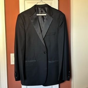 Joseph A Bank Black tuxedo with bow tie 42L jacket, pants 36